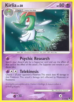 Kirlia — POP Series 7 #8, 2008. Illustrated by Masakazu Fukuda.