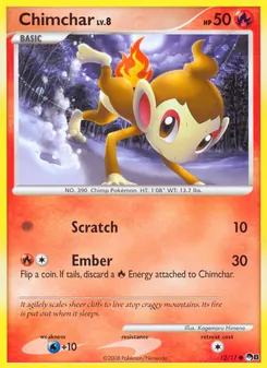 Chimchar — POP Series 8 #12, 2008. Illustrated by Kagemaru Himeno.