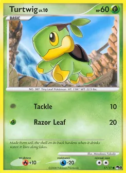 Turtwig — POP Series 8 #17, 2008. Illustrated by Masakazu Fukuda.