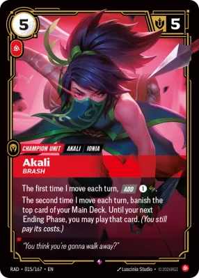 Akali, Riftbound card RAD-015/167 from Radiance