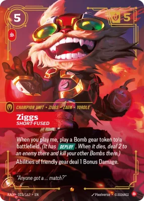 Ziggs, Riftbound card RAD-023/167 from Radiance