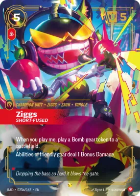 Ziggs, Riftbound card RAD-023a/167 from Radiance