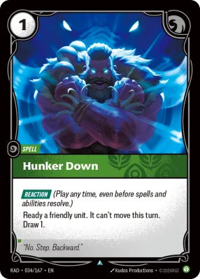 Hunker Down, Riftbound card RAD-034/167 from Radiance