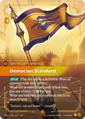 Demacian Standard, Riftbound card RAD-156/167 from Radiance