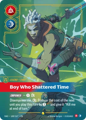 Boy Who Shattered Time, Riftbound card RAD-168/167 from Radiance