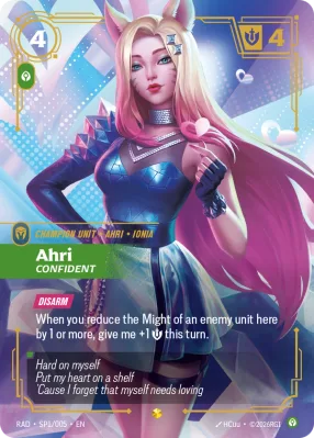 Ahri Riftbound card front (RAD-SP1/005, Showcase)