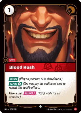Blood Rush, Riftbound card SFD-003/221 from Spiritforged