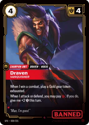 Draven, Riftbound card SFD-020/221 from Spiritforged