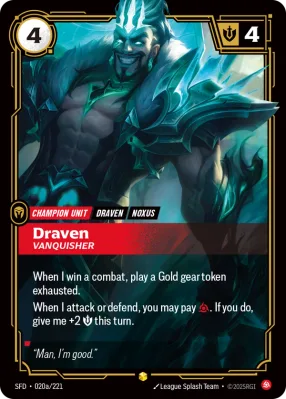 Draven Riftbound card front (SFD-020a/221, Showcase)
