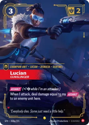 Lucian, Riftbound card SFD-028a/221 from Spiritforged