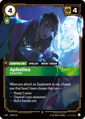 Aphelios, Riftbound card SFD-049/221 from Spiritforged