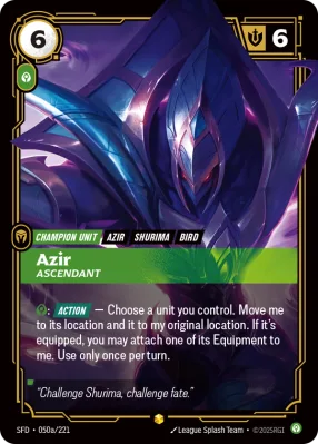 Azir, Riftbound card SFD-050a/221 from Spiritforged