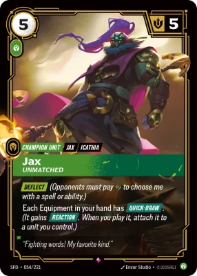 Jax, Riftbound card SFD-054/221 from Spiritforged