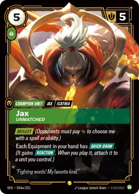 Jax, Riftbound card SFD-054a/221 from Spiritforged