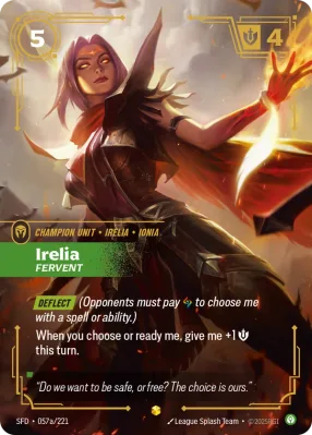 Irelia, Riftbound card SFD-057a/221 from Spiritforged