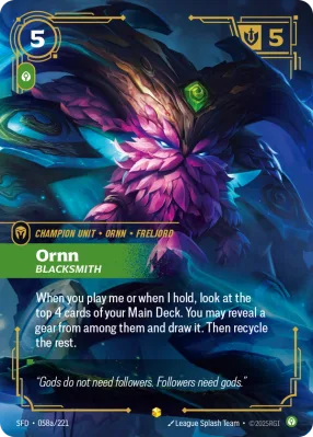 Ornn, Riftbound card SFD-058a/221 from Spiritforged