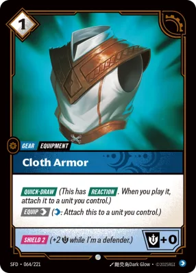 Cloth Armor, Riftbound card SFD-064/221 from Spiritforged