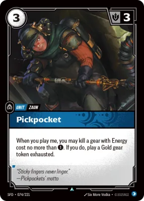 Pickpocket, Riftbound card SFD-074/221 from Spiritforged