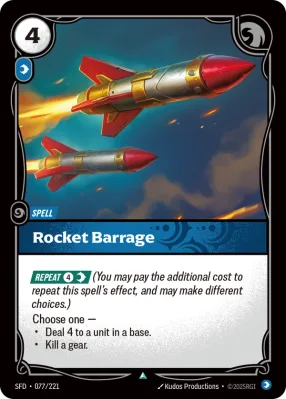 Rocket Barrage, Riftbound card SFD-077/221 from Spiritforged