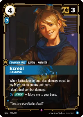 Ezreal, Riftbound card SFD-082/221 from Spiritforged