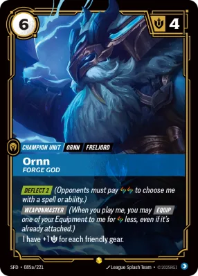 Ornn, Riftbound card SFD-085a/221 from Spiritforged