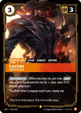 Lucian, Riftbound card SFD-113a/221 from Spiritforged