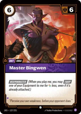 Master Bingwen, Riftbound card SFD-127/221 from Spiritforged