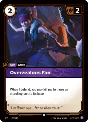 Overzealous Fan, Riftbound card SFD-128/221 from Spiritforged