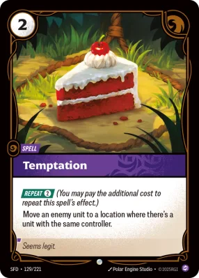 Temptation, Riftbound card SFD-129/221 from Spiritforged