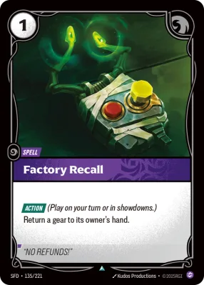 Factory Recall, Riftbound card SFD-135/221 from Spiritforged