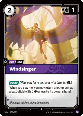 Windsinger, Riftbound card SFD-138/221 from Spiritforged