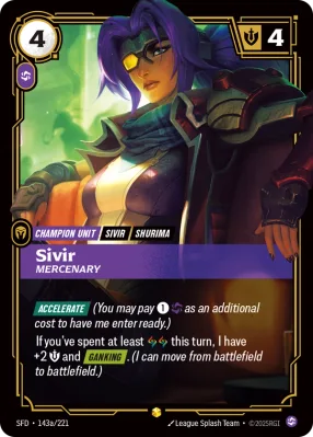Sivir, Riftbound card SFD-143a/221 from Spiritforged