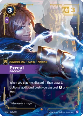 Ezreal, Riftbound card SFD-149/221 from Spiritforged