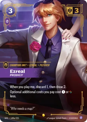 Ezreal, Riftbound card SFD-149a/221 from Spiritforged