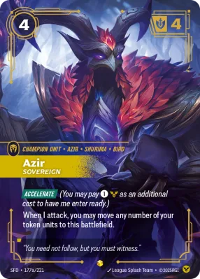 Azir, Riftbound card SFD-177a/221 from Spiritforged
