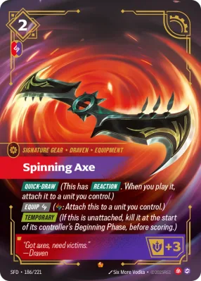 Spinning Axe, Riftbound card SFD-186/221 from Spiritforged