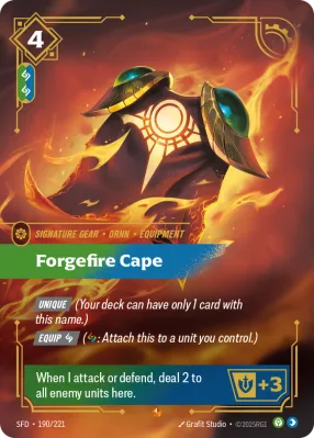 Forgefire Cape, Riftbound card SFD-190/221 from Spiritforged