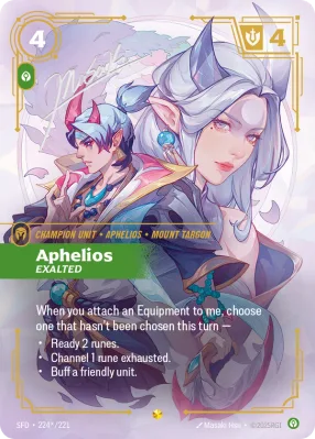 Aphelios, Riftbound card SFD-224*/221 from Spiritforged