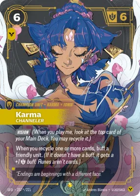 Karma, Riftbound card SFD-237*/221 from Spiritforged