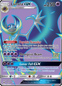 Lunala GX — Sun & Moon #141, 2017. Illustrated by 5ban Graphics.