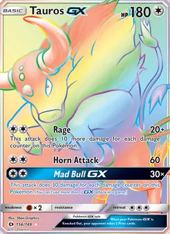 Tauros GX — Sun & Moon #156, 2017. Illustrated by 5ban Graphics.