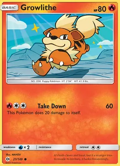 Growlithe — Sun & Moon #21, 2017. Illustrated by MAHOU.