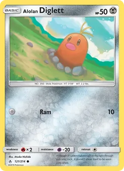 Alolan Diglett — Unbroken Bonds #121, 2019. Illustrated by Atsuko Nishida.
