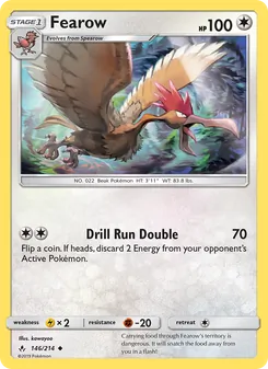 Fearow — Unbroken Bonds #146, 2019. Illustrated by kawayoo.