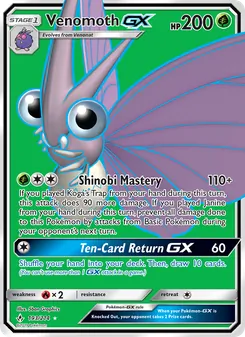 Venomoth GX — Unbroken Bonds #193, 2019. Illustrated by 5ban Graphics.