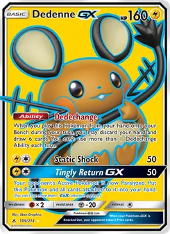 Dedenne GX — Unbroken Bonds #195, 2019. Illustrated by 5ban Graphics.