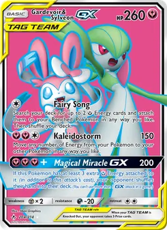 Gardevoir & Sylveon GX — Unbroken Bonds #204, 2019. Illustrated by 5ban Graphics.