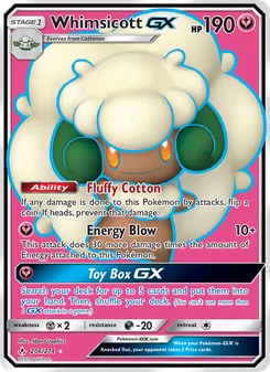 Whimsicott GX — Unbroken Bonds #206, 2019. Illustrated by 5ban Graphics.