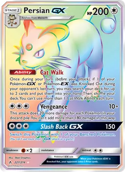 Persian GX — Unbroken Bonds #227, 2019. Illustrated by 5ban Graphics.