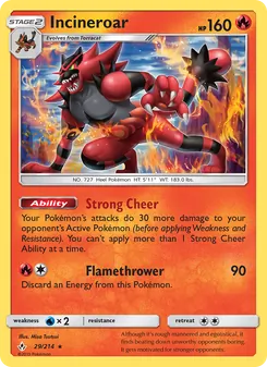 Incineroar — Unbroken Bonds #29, 2019. Illustrated by Misa Tsutsui.